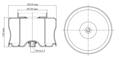 Основание пневморессоры МВ нижнее 130x130x210мм (3933201018)