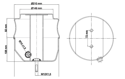 Основание пневморессоры МВ нижнее левое 149x200x210мм