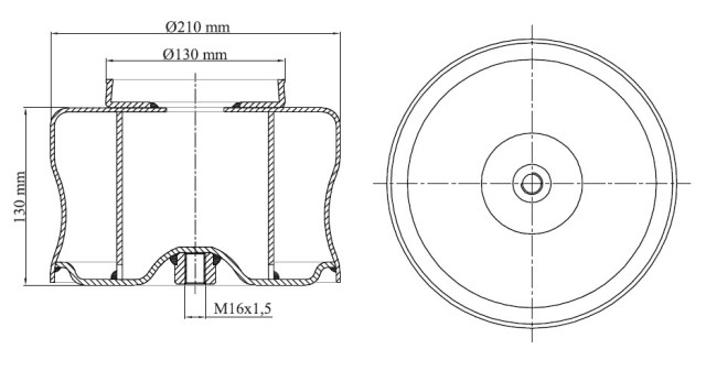 Основание пневморессоры МВ нижнее 130x130x210мм (3933201018)